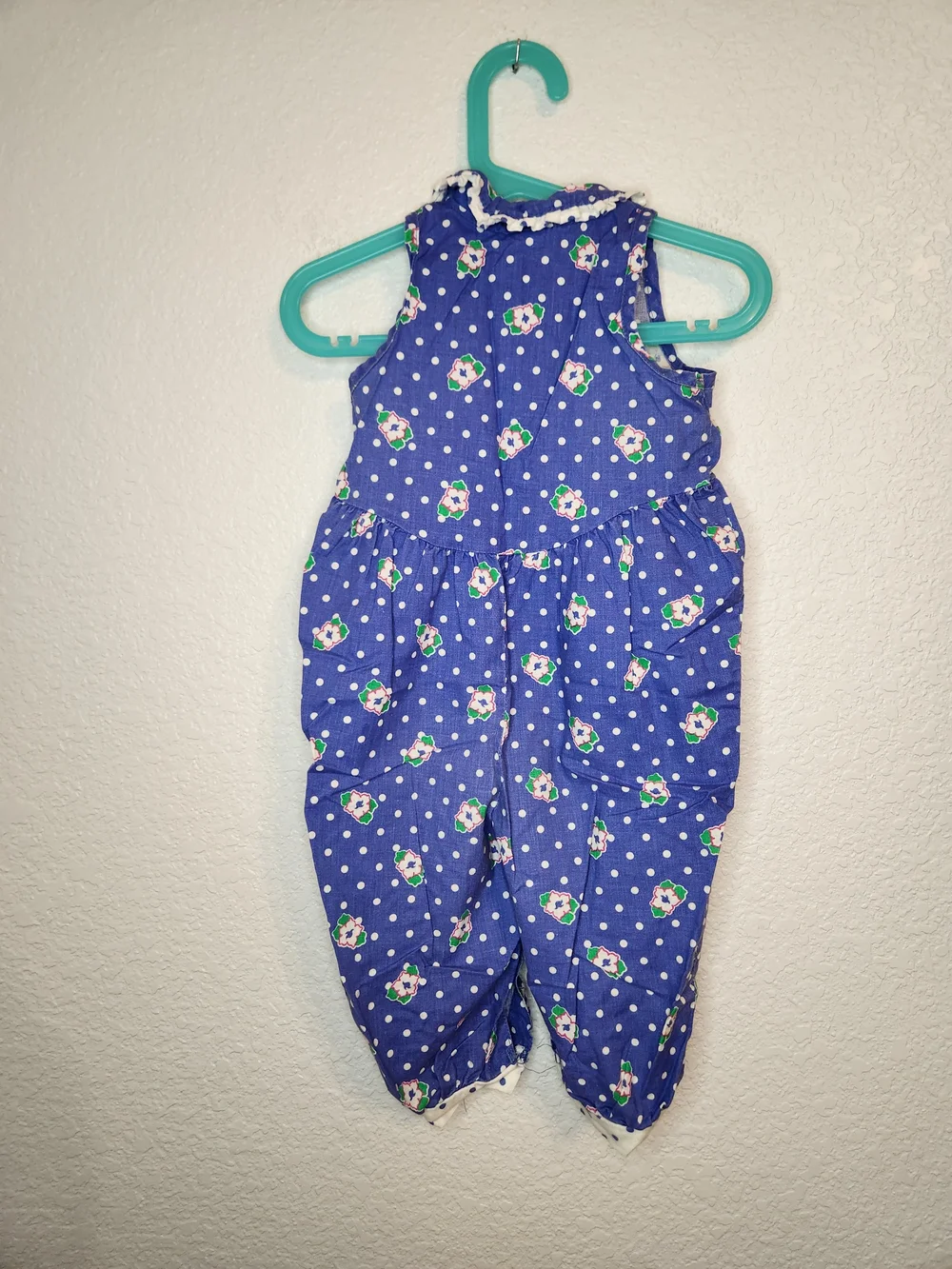 Vintage OshKosh B’gosh Girls 18m Floral Romper 90s USA Purple FloralPolka dot